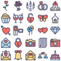 Valentine Day Isolated Vector icons set every single icon can be easily modified or edited