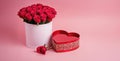 Lovely heart-shaped gift box with red roses Royalty Free Stock Photo