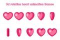 3d valentine day love red heart rotation animation frames isolated icons set flat decor design vector illustration Royalty Free Stock Photo