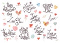 Valentine Day, Love and Wedding lettering collection. Vector Illustration