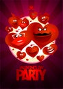 Valentine day party design flying hearts. Royalty Free Stock Photo