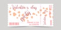 Valentine Day party ticket festive template layout