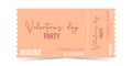 Valentine Day party ticket festive template layout