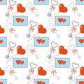 Valentine Day pattern Key Heart Love Letter Couple Royalty Free Stock Photo