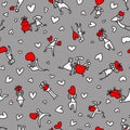Valentine Day people seamless pattern. Background with shopping