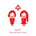 Valentine day pixel card