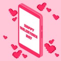 Valentine day pixel concept. 3d Gifts for boyfriend and girlfriend, wife and husband Royalty Free Stock Photo