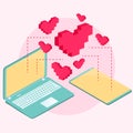 Valentine day pixel concept. 3d Gifts for boyfriend and girlfriend, wife and husband Royalty Free Stock Photo