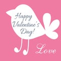 Valentine day postcard with cute bird shape