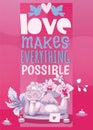 Valentine day poster angel statue illustration. Angelic cupid amour romance sculpture.