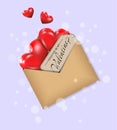 Valentine Day Red Heart postcard love letter