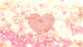 Valentine day red hearts on blue sky fluffy white clouds falling pink petals  background illustration template  copy space Royalty Free Stock Photo