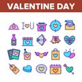 Valentine Day Romantic Collection Icons Set Vector