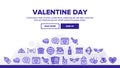 Valentine Day Romantic Landing Header Vector