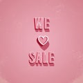 Valentine day sale vector banner or poster. Holiday discounts, price reduction, clearance promotion. Royalty Free Stock Photo