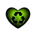 Valentine day with the sign of the green arrows recycle. Recycled materials symbol. Recycle eco. Heart icon a symbol of love. Flat Royalty Free Stock Photo