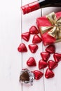 Valentine day still life with chocolates and wine Royalty Free Stock Photo