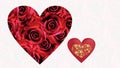 Valentine day symbol red roses heart symbol on white and red background with valentine day greeting card text wishes with gold con Royalty Free Stock Photo