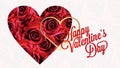 Valentine day symbol red roses heart symbol on white and red background with valentine day greeting card text wishes with gold con Royalty Free Stock Photo