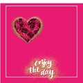 Valentine day symbol red roses heart symbol on white and red background with valentine day greeting card text wishes with gold con Royalty Free Stock Photo