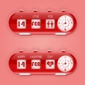 Valentine day with table flap clocks and number counter