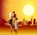 Valentine day, urban scene, couple Royalty Free Stock Photo