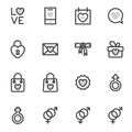 Valentine Day vector outline icons executed in the modern style. logos