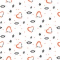 Valentine day vector seamless doodle texture. Love lips and stars clipart background.