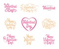 Valentine Day vector text lettering. Vector Happy Valentines Set Of Calligraphic Quotes. Lettering on white background for 14 Febr