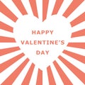 Valentine day white heart shape space with sunburst background Royalty Free Stock Photo