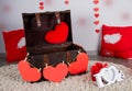 Valentine decor pillows and hearts