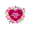 Valentine decorative element with heart and flower.