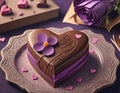 valentine design. chocolate heart on a plate and rose. love and romantic