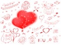 Valentine doodles vector