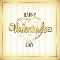 Valentine elegant golden frame with hearts and lettering. Vector Royalty Free Stock Photo
