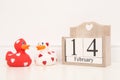 Valentine 14 february date with 2 red and white love rubber ducks i