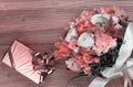 Valentine flowers on wooden background