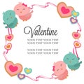 Cute valentine frame theme with gift love couple bird Royalty Free Stock Photo