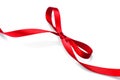 Valentine gift red tape bow. Elegant red satin gift ribbon Royalty Free Stock Photo