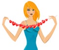 Valentine girl with garland in hands Royalty Free Stock Photo