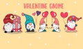 Valentine Gnome with Hearts Clipart Royalty Free Stock Photo