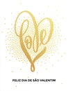 Valentine gold love heart glitter pattern card