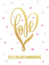 Valentine gold love heart glitter pattern card