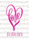 Valentine gold love heart glitter pattern card