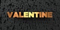 Valentine - Gold text on black background - 3D rendered royalty free stock picture