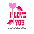 Valentine graphic with birds and balloon