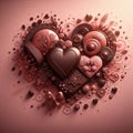 valentine greeting card design. chocolate hearts illustration. sweets, love and romantic