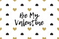 Valentine greeting card with text, black and gold hearts Royalty Free Stock Photo