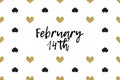 Valentine greeting card with text, black and gold hearts Royalty Free Stock Photo