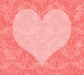 Valentine Heart on Faded PInk Damask
